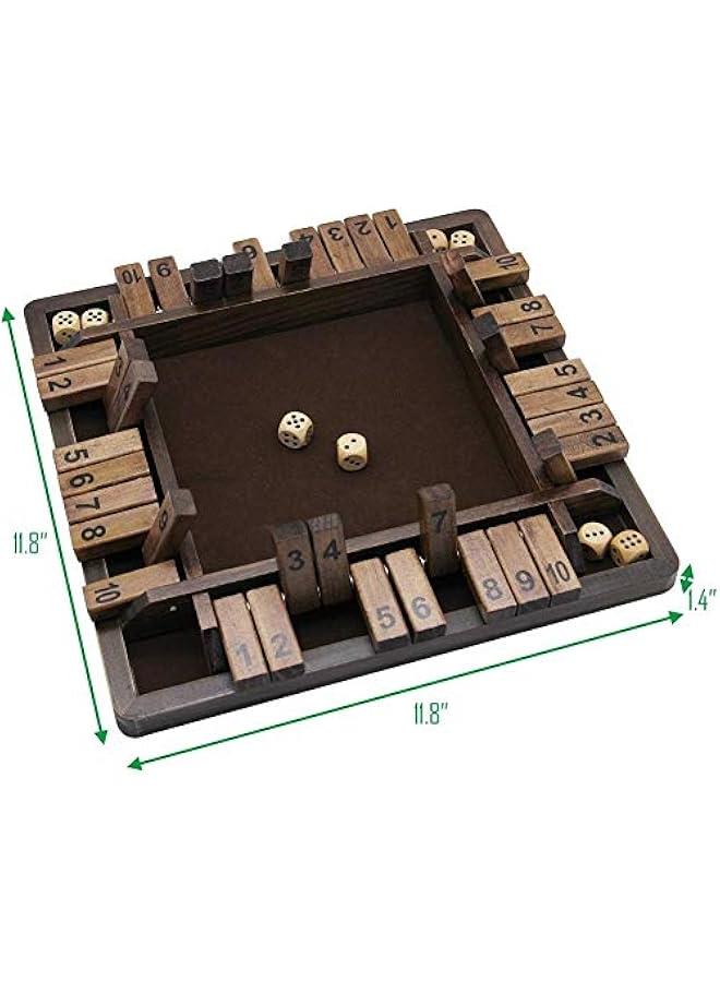 Classic Wooden Shut The Box Dice Game for 4 Players : Tabletop and Pub Board - 12 inch - Image 4